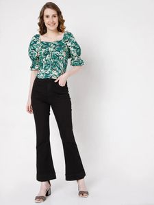 Green Floral Puff Sleeve Top- Vero Moda