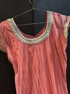 Coral Embellished Anarkali Suit