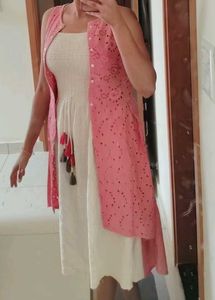 White Dress with Pink Shrug