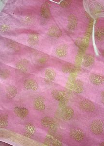 Baby Pink And Golden Dupatta