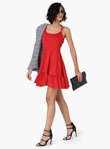 Pintrest Red Ruffle Hem Mini Dress