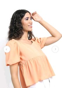 Peach Puff Sleeve Top