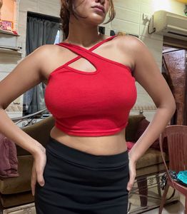 Red Criss Cross Crop Top