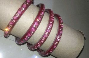 Sparkly Pink Bangles - Set of 4