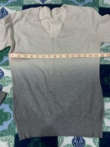 Ombre V-Neck Knit Sweater