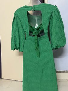 Pintrest Green Puff Sleeve Dress