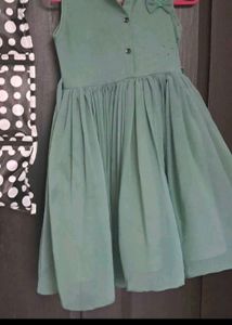 1. 🌿 Cute Green Dress for Girls 👧 Combo