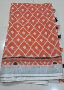 Stylish orange Printed Saree