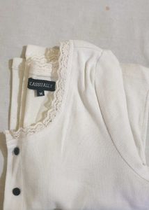 White Lace Trim Top