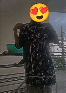 Navy Blue Frock With Flower Design For Girl ❣️