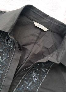 Y2k Fitted Embroidered Shirt