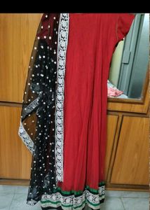 Elegant Red Anarkali Kurta Set