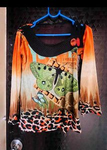 Butterfly Print Top new wdt tag