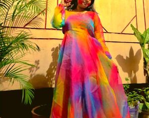 handstiched Colorful organza nyra dress
