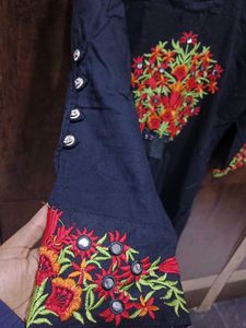 Embroidered Black Kurta