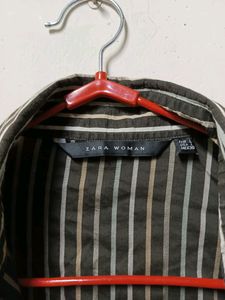 Zara Woman Striped Button-Down