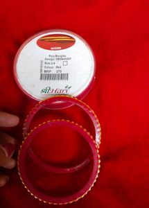 Shrihari Gold Plated Red Pola Bangles