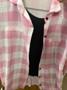 Pink Plaid Button-Down Shirt