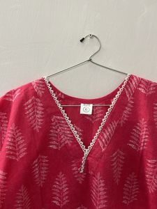 Pink Full Length Cotton Kurti