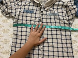 Demin Detailed White Checked Girls T-shirts