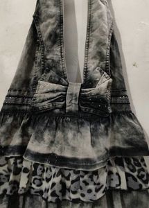 Y2K Vintage Denim Waist Coat Dress
