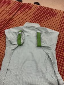 Green N White Checked Cargo Shirt