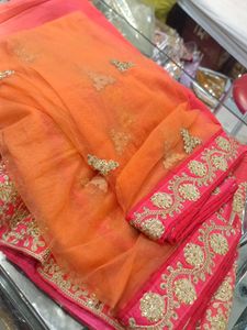Embroidered Pink &amp; Gold Lehenga