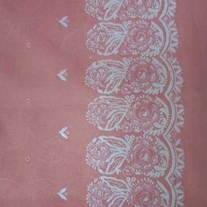 Peach Printed Floral Saree