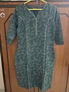 Green Kurta with White Embroidery Work