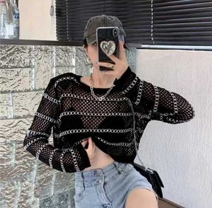 Mesh Knit  Crochet Crop Top