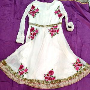 Elegant White Ethnic anarkali in good condition.