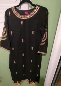 Ethnic Embroidered Black Party Kurta