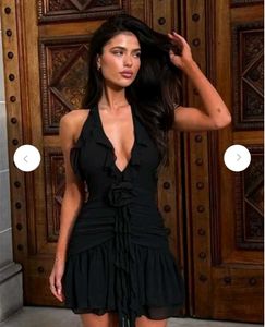 NEWME brand new party black mini ruffle dress
