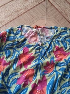 Floral Print Green Kurta