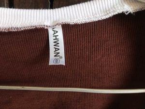 Brand New Full Sleeved Brown Fitted Crop Top