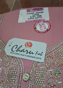 Deepavali    sale pink cotton stone work churidar