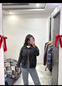 Unisex Black Charcoal Denim Jacket