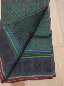 Women Blue Cotton Saree