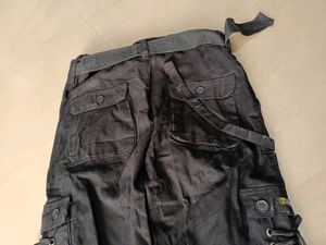 Stylish Black Cargo Pants, 32 Size
