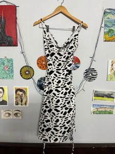 Cowl Neck Mini Dress - Dalmatian Print