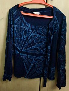 Printed Navy Blue Top