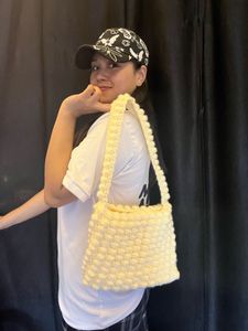 Handmade Cream Popcon Sticthed Crochet Bag