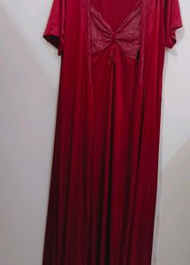 light Weight Maroon Satin Stretchable Nightwear