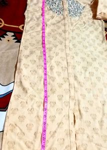 Flower Thread Design Kurti Im Light Yellow Colour