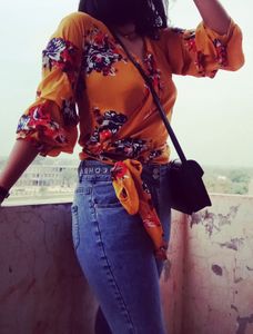 Women Stylish Orage Floral Top