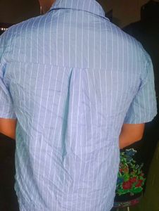 Light Blue Striped Short Sleeve Shirt