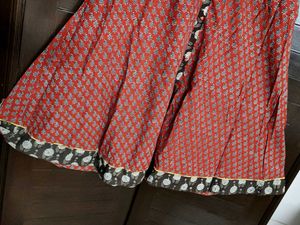 Women Red Cotton Printed Half Sleeve Kurta