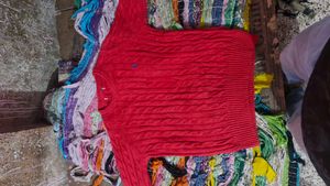 Red Cable-Knit Sweater