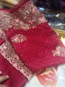 Maroon Embroidered Saree