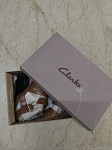 Clarks Tan Leather Block Heels